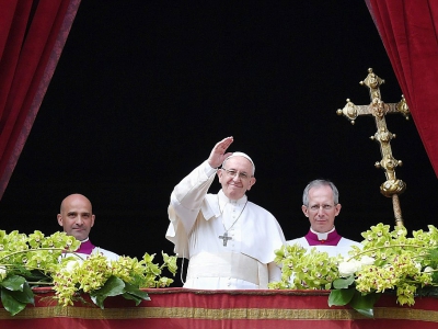 Le pape François a souhaité "les fruits de la paix pour le monde entier" dans son message de Pâques, le 1er avril 2018. - Andreas SOLARO [AFP]