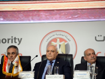 L'Autorité nationale des élections en Egypte annonce les résultats de la présidentielle remportée par le président sortant Abdel Fattah al-Sissi le 2 avril 2018 au Caire - MOHAMED EL-SHAHED [AFP]