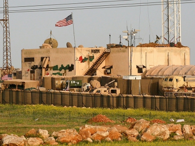 Une base militaire américaine dans le village syrien de Assaliyeh, entre les villes d'Alep et de Minbej, le 2 avril 2018 - Delil SOULEIMAN [AFP]