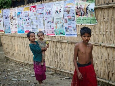 Des enfants rohingyas à Shan Taung dans les environs de  Mrauk U proche de la frontière avec le Bangladesh, le 4 avril 2018 - Phyo Hein KYAW [AFP]