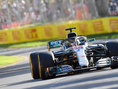 Le Britannique Lewis Hamilton (Mercedes) lors du GP d'Australie, le 25 mars à Melbourne - Paul Crock [AFP/Archives]