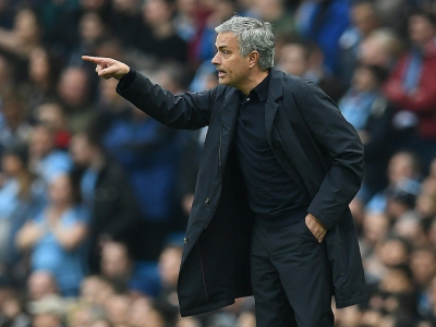 L'entraîneur de Manchester United Jose Mourinho lors du match face à Manchester City le 7 avril 2018 - Paul ELLIS [AFP]