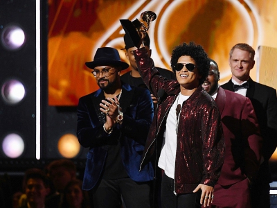 Le chanteur Bruno Mars lors de la soixantième édition des Grammy Awards, le 28 janvier 2018 à New York - Timothy A. CLARY [AFP/Archives]