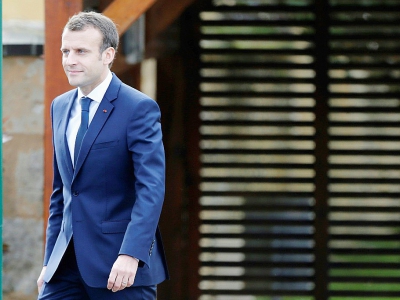 Le président français Emmanuel Macron à Berd'huis, dans le nord-ouest de la France, le 12 avril 2018 - CHARLY TRIBALLEAU [AFP]