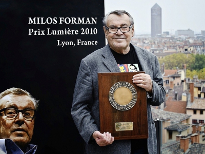 Le cinéaste tchèque Milos Forman à Lyon lors d'un festival, le 10 octobre 2010 - Jean-Philippe KSIAZEK [AFP/Archives]