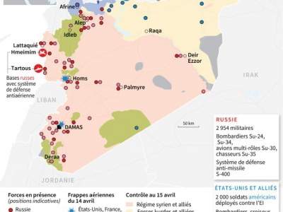 Principales positions et actions militaires de pays étrangers dans le conflit en Syrie - [AFP]
