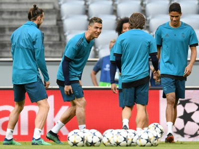 Séance d'entraînement pour Cristiano Ronaldo et ses camarades du Real Madrid à Munich, le 24 avril 2018, à la veille d'y affronter le Bayern - Christof STACHE [AFP]