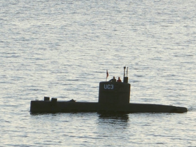 Le sous-marin conçu par Peter Madsen, le UC3 Nautilus, le 10 août 2017 dans le port de Copenhague - Peter THOMPSON [AFP/Archives]