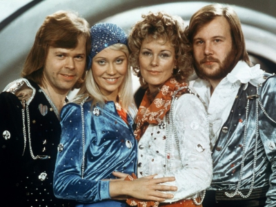 Le groupe suédois Abba lors du Concours de l'Eurovision, le 9 février 1974 - LINDEBORG [SCANPIX SWEDEN/AFP/Archives]