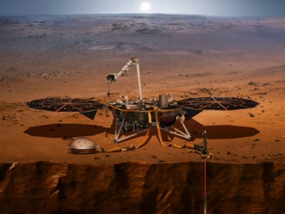 Cette illustration diffusée le 27 avril 2018 par la Nasa représente la sonde InSight, qui doit être lancée le 5 mai vers Mars - NASA [AFP/Archives]