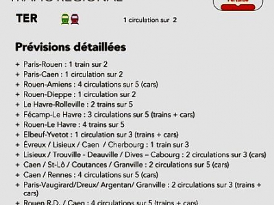 Trafic ferroviaire régional du vendredi 4 mai 2018 - SNCF