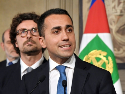 Luigi Di Maio, chef de file du M5S, lors d'une conférence de presse après avoir rencontré le président italien le 12 avril 2018 - Tiziana FABI [AFP/Archives]