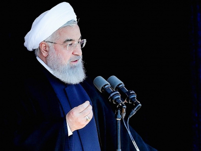 Le président iranien Hassan Rohani prononce un discours le 6 mai 2018 à Sabzevar, dans le nord-est du pays - - [Iranian Presidency/AFP]