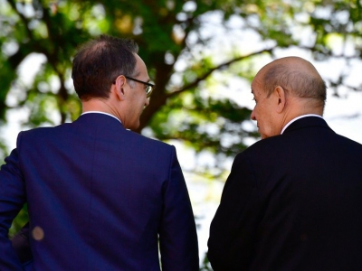 Le ministre allemand des Affaires étrangères Heiko Maas (à gauche) et son homologue français Jean-Yves Le Drian, le 7 mai 2018 à Berlin - Tobias SCHWARZ [AFP]