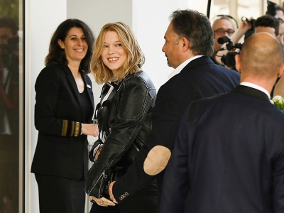 Arrivée de l'actrice française, Léa Seydoux, membre du jury du Festival de Cannes, à l'hôtel Martinez, à Cannes, le 7 mai 2018 - Anne-Christine POUJOULAT [AFP]