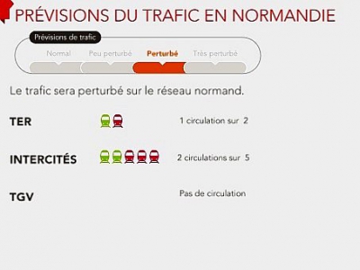 Les prévisions du trafic en Normandie annoncent un TER sur deux et deux intercités sur cinq - SNCF
