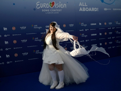 La chanteuse israélienne Netta Barzilai au concours de l'Eurovision à Lisbonne au Portugal, le 6 mai 2018 - Francisco LEONG [AFP/Archives]