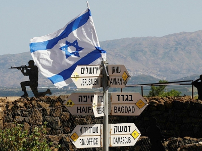 Un drapeau israélien sur la partie du plateau du Golan occupée par Israël, le 10 mai 2018 - JALAA MAREY [AFP]