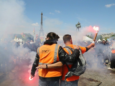 Manifestation de cheminots, à Paris le 3 mai 2018 - JACQUES DEMARTHON [AFP/Archives]