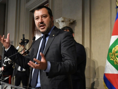 Le chef de la Ligue, Matteo Salvini à Rome, le 14 mai 2018 - ANDREAS SOLARO [AFP]