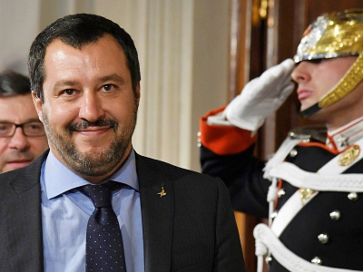 Le leader de la Ligue, Matteo Salvini, le 14 mai 2018 à Rome - ANDREAS SOLARO [AFP]