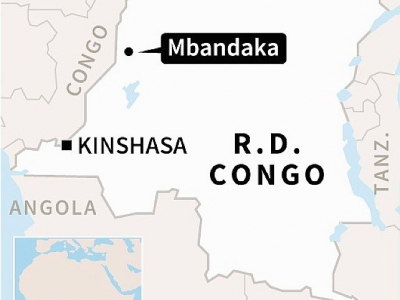Carte de la République démocratique du Congo localisant Mbandaka - [AFP]