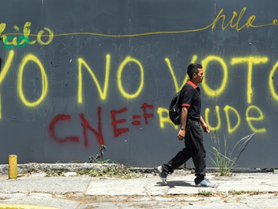 L'opposition avait appelé au boycott de la présidentielle au Venezuela, "je ne vote pas" est-il incrit sur un graffiti à Caracas le 19 mai 2018 - Juan BARRETO [AFP/Archives]