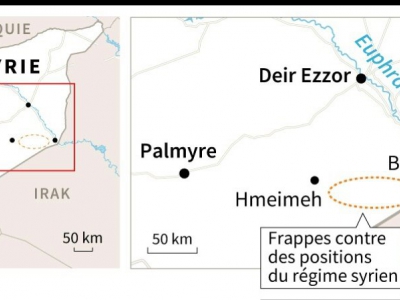 Localisation des frappes de la coalition dirigée par les Etats-Unis contre le régime syrien - Gillian HANDYSIDE [AFP]