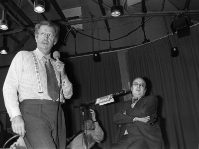 Pierre Bellemare lors d'une émission diffusée sur Europe 1 le 5 février 1979 - Pierre GUILLAUD [AFP/Archives]