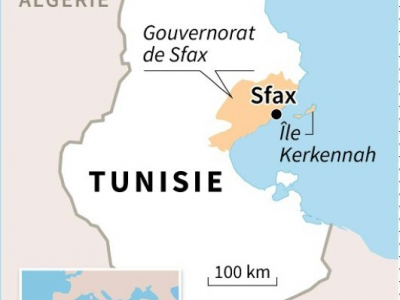 Localisation de la ville de Sfax et de l'île de Kerkennah en Tunisie - Sophie RAMIS [AFP]