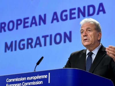 Dimitris Avramopoulos, commissaire européen pour la Migration, les Affaires intérieures et la Citoyenneté, le 16 mai 2018 à Bruxelles - JOHN THYS [AFP/Archives]