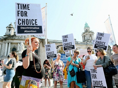 Mnifestation en faveur de la décriminalisation de l'avortement à Belfast, le 28 mai 2018 en Irlande du Nord - Paul FAITH [AFP/Archives]