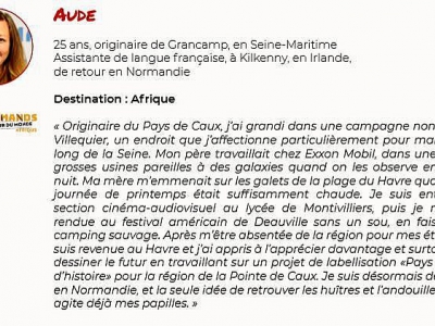 Le portrait d'Aude, lauréat de Normands autour du monde - Capture d'écran