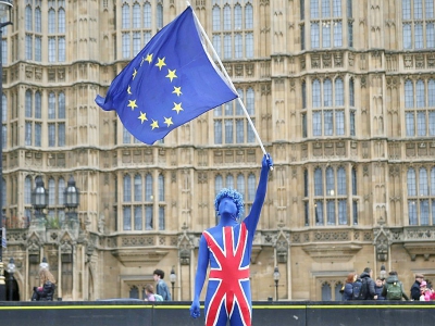 Manifestation anti-Brexit devant le Parlement à Londres, le 29 mars 2018 - Daniel LEAL-OLIVAS [AFP/Archives]