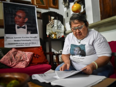 Margot Pulecio, épouse du vétérinaire Nelson Escobar disparu à Cali, en Colombie, le 30 mai 2018 - Luis ROBAYO [AFP]