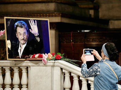 Hommage à Johnny Hallyday, qui aurait eu 75 ans, en l'église de la Madeleine à Paris, le 15 juin 2018 - Philippe LOPEZ [AFP]