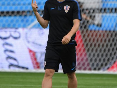 Luka Modric lors d'un entraînement avec l'équipe de Croatie, le 15 juin 2018 à Kaliningrad - PATRICK HERTZOG [AFP]