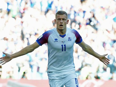 L'Islandais Alfred Finnbogason, auteur du but égalisateur face à l'Argentine lors du Mondial, le 16 juin 2018 à Moscou - Juan Mabromata [AFP]