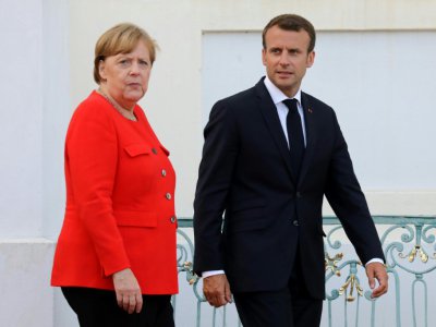 La chancelière allemande Angela Merkel et le président français Emmmanuel Macron, le 19 juin 2018 au palais de Meseberg - Ludovic MARIN [AFP]