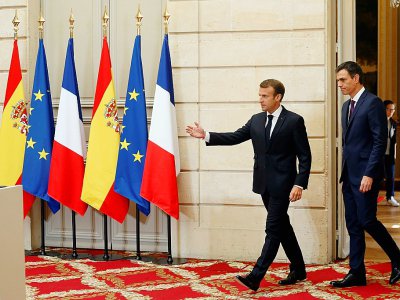 Emmanuel Macron reçoit le premier ministre espagnol Pedro Sanchez à l'Elysée le 23 juin 2018 - Thibault Camus [POOL/AFP]