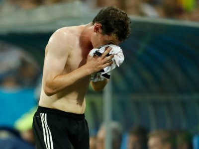 Le milieu allemand Sebastian Rudy touché au nez contre la Suède à Sotchi, le 23 juin 2018 - Odd ANDERSEN [AFP]