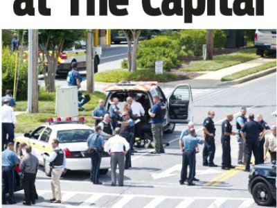 La "Une" du 29 juin du Capital Gazette - HO [TWITTER ACCOUNT OF THE CAPITAL GAZETTE/AFP]