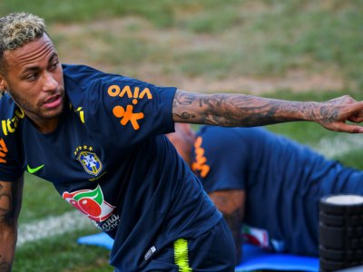 Neymar à l'entraînement, le 29 juin 2018 à Sotchi - Nelson Almeida [AFP]