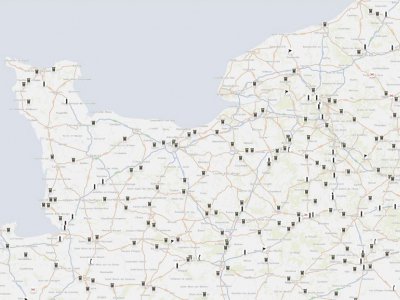 La carte des différents radars fixes en Normandie - Capture d'écran - Ministère de l'intérieur