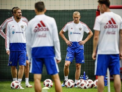 L'équipe de Russie à l'entraînement à Moscou, le 3 juillet 2018 - Alexander NEMENOV [AFP]