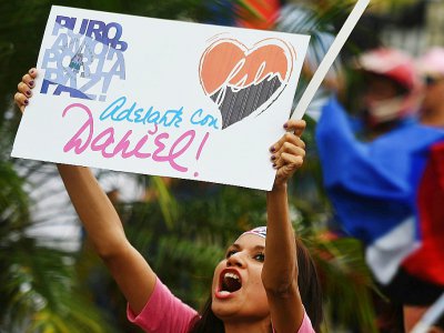 Des partisans du président Daniel Ortega lors d'un rassemblement, le 7 juillet 2018 à Managua, au Nicaragua - Marvin RECINOS [AFP]