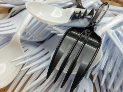 En France, la vaisselle jetable en plastique devrait disparaître en 2020, si elle n'est pas biodégradable - Paul J. RICHARDS [AFP/Archives]