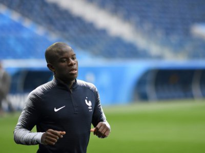 N'Golo Kanté, à l'entrainement avec l'Equipe de France, le 9 juillet 2018 à Saint-Pétersbourg - GABRIEL BOUYS [AFP]