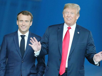 Emmanuel Macron et Donald Trump arrivent au sommet de l'Otan à Bruxelles, le 11 juillet 2018 - Tatyana ZENKOVICH [POOL/AFP]