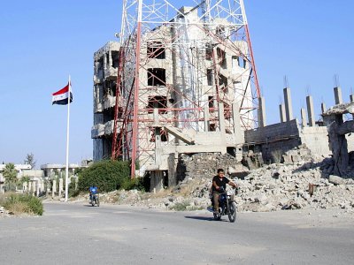 Vue sur le secteur du centre de Deraa tenu par les rebelles mais où sont entrées les forces du régime syrien le 12 juillet 2018 - Mohamad ABAZEED [AFP]